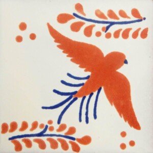 Terracotta Blue Dove Mexican Talavera Ceramic Tile 3