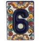 Mexican Ceramic Hand Painted High Relief Number Tile