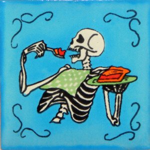 Mexican Day of The Dead Decorative Folk Art Food Dia de Los Muertos Tile