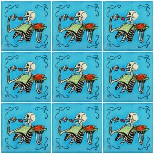 Mexican Day of The Dead Decorative Folk Art Food Dia de Los Muertos Tile