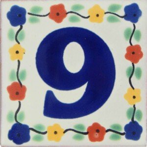 Mexican Decorative Hand Painted Flower Number Tile