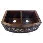 Apron Front Farmhouse Kitchen Mexican Copper Sink Leaf Guide 50/50 Dark Patina