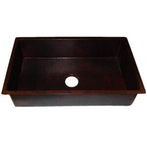 Copper Hammered Single Basin Drop-in Kitchen Mexican Copper Rectangular Sink