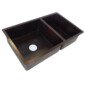 Copper Hammered Double Basin 60/40 Kitchen Mexican Copper Drop-in Sink Rectangular