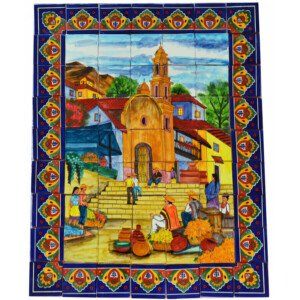 Mexican Talavera Mosaic Mural Tile Handmade Flowers Church Backsplash