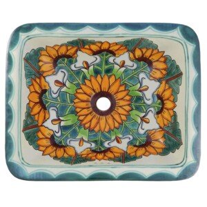 Girasol & Alzatraz White Mexican Bathroom Ceramic