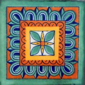 Rosa de los Vientos Verde Mexican Ceramic Talavera Tiles